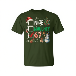 T-shirt de Noël Nice Naughty 67 pour adulte, unisexe, manches courtes, col rond, imprimé numérique, design de vacances - Product Image 2