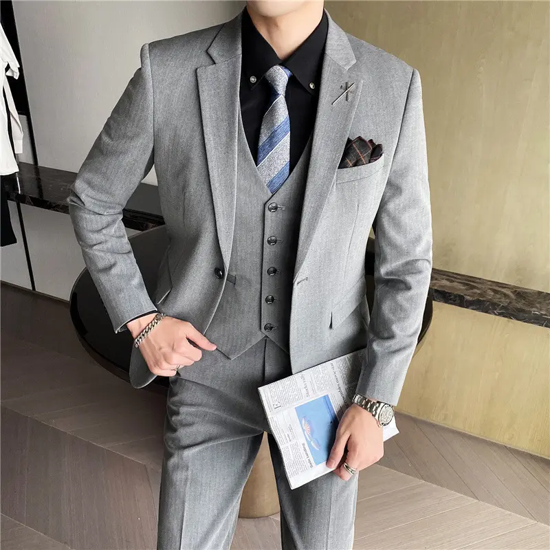 Men's Suits S-5XL 2022 Wholesale Casual Slim Formal Business Men's Three Pieces Set Suits Blazer Wedding Suits For Men