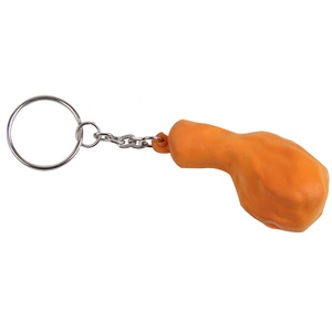 Wholesale Chicken Legs Shape Key Chain Stress Ball Custom Logo Pu Foam Chicken Legs Shaped Key Chain