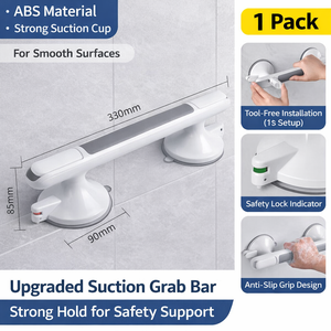 No Drill <strong>Suction</strong> Grab Bar Bathroom Safety <strong>Handle</strong> Anti-Slip <strong>Shower</strong> <strong>Handle</strong> for Elderly Toilet Support - Product Image 2