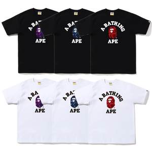 T-shirt casual sportiva a maniche corte in cotone pettinato di alta qualità, vestibilità ampia, con stampa testa di scimmia e lettere <span class=keywords><strong>vintage</strong></span>, comoda - Product Image 3