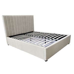 Lit double king size rembourré en tissu, design classique moderne, pour chambre à coucher ou hôtel - Product Image 5