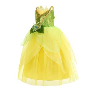 Nouvelle robe de princesse de luxe grenouille princesse sans manches vert <span class=keywords><strong>Tiana</strong></span> Halloween enfants fille robe - Product Image 2