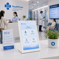Terminal intelligent de santé 14 pouces, tablette Android, kiosque en forme de L pour la planification des rendez-vous en ambulatoire