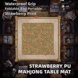 Luxury Strawberry Print PU Leather Mahjong Table Mat 31.5*31.5 Inch Waterproof Anti-Slip Foldable Portable <b>Game</b> <b>Pad</b> Poker Tiles - Product Image 2