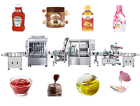 Machine de remplissage automatique de mayonnaise et de purée de tomate pour bouteilles en plastique avec fonctions de pompage, de bouchage et d'étiquetage par PLC