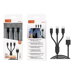 Cable 3 en 1 Ip Micro Tipo C 3.4A 1.2M para Carga y Transferencia de Datos para Dispositivos Móviles - Product Image 1