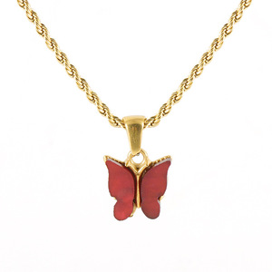 ZOGXIN Butterfly Necklace Gold Chain Red Pendant Women's Everyday Wear - Product Image 5