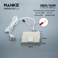 Interrupteur Tactile Intelligent Manke à Bouton Unique pour Miroir LED avec Variateur de Luminosité, Capteur Inductif Intégré IP23 12-60W, 1-6mm