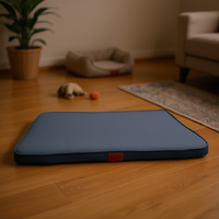 Conception axée sur le confort, tapis pour animaux de compagnie Yommy, rectangle solide, 65x95x5cm, coussin en mousse bleu dans une boîte pour chiens et chats