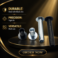 Rivets semi-tubulaires à tête bombée en acier au carbone zingué noir M3M4M5 – Rivets creux pour toiles et meubles, rivets semi-creux à tête dôme