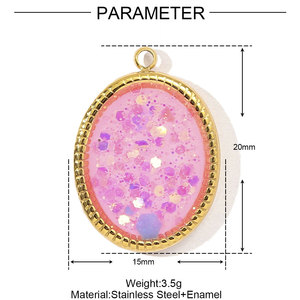 Vergoldete farbige Glitter Emaille Sonnenblume <span class=keywords><strong>Tarot</strong></span> Charms Zubehör Edelstahl Anhänger für die Schmuck herstellung - Product Image 5