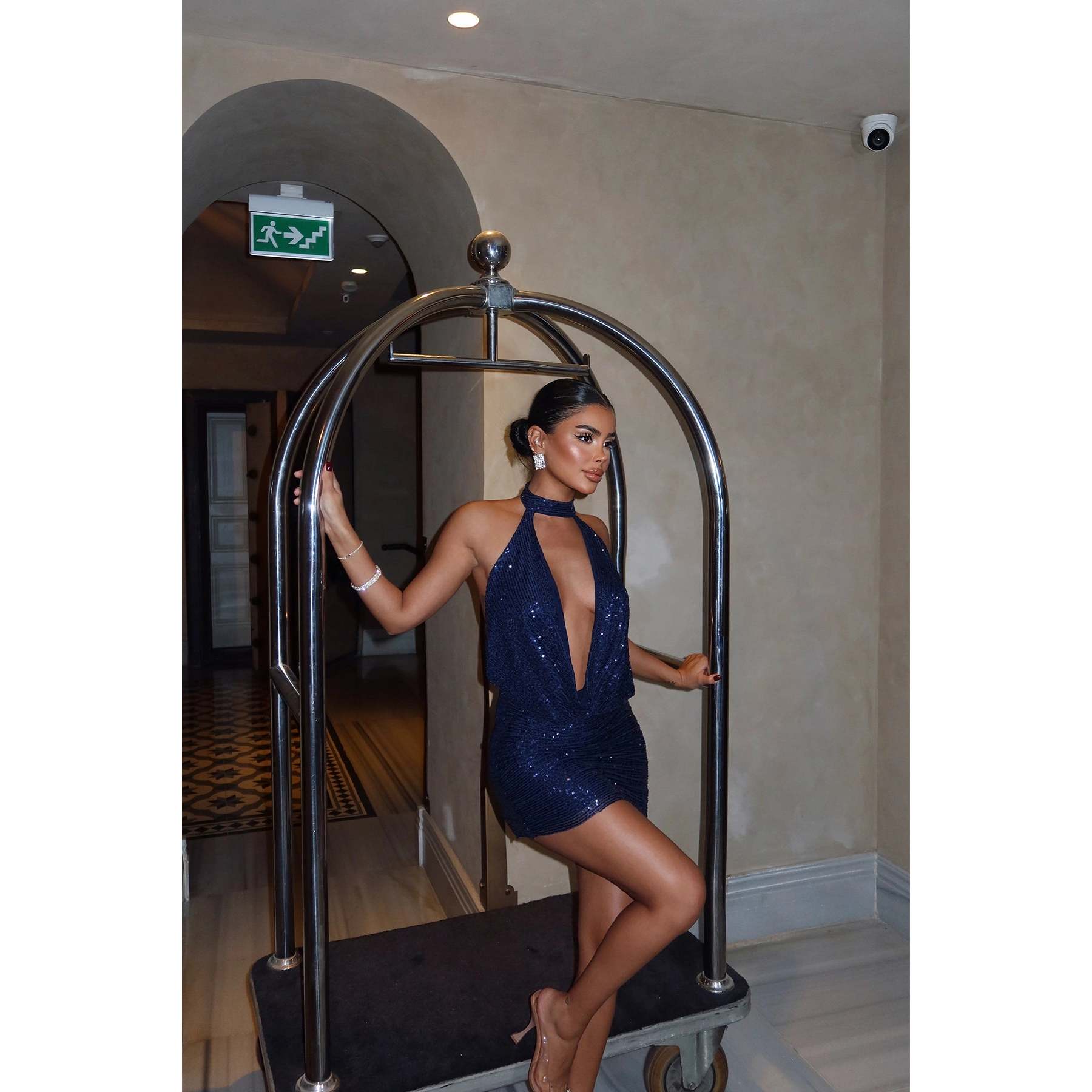 blue royal wedding dresses Sleek Sheen Satin Strapless Bodycon Mini Dress