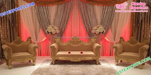 Meuble de mariage de luxe, or blanc, lot de 4 pièces, avec chaises, mobilier de créateur pour mariage indien et malaisie, nouvelle collection - Product Image 5