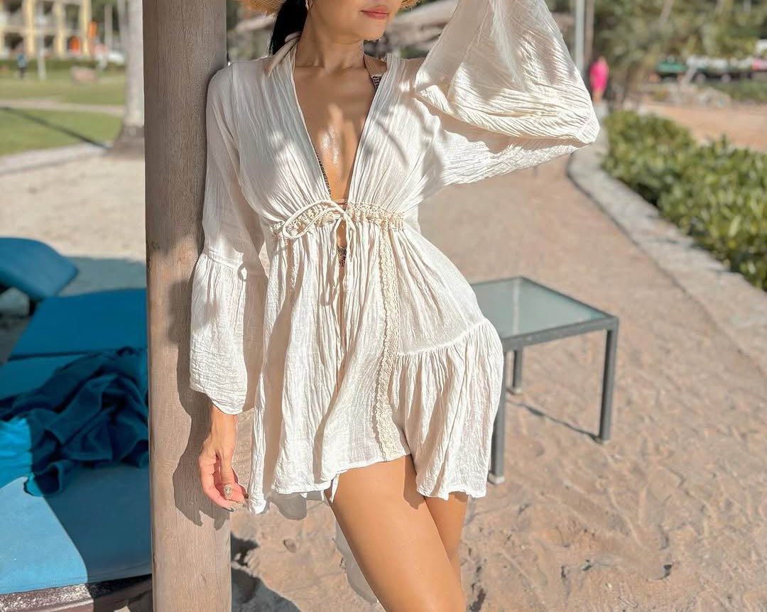 White Summer Wear For Chubby Ladies Plus Size White Beach Dress