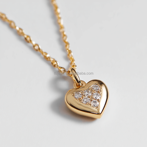 Mạ Vàng 5A Cubic Zirconia tim mặt dây chuyền vòng cổ hợp thời trang liên kết chuỗi cho kỷ niệm - Product Image 1