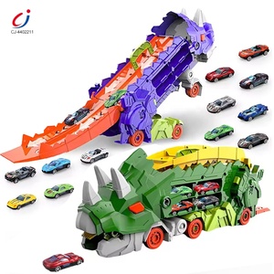Chengji Dinosaurio Transportador Portátil de Juguetes, Coche de Pista de Aleación con Almacenamiento de Puzles, Triceratops que se Tragó y Deforma - Product Image 1