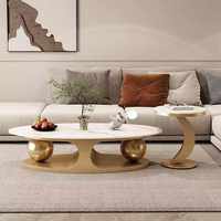Plaque de roche italienne haute brillance Table basse ovale extensible décorative pour la maison, la cuisine extérieure, l'hôpital ou l'appartement