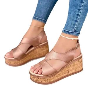 Novedad de verano, <span class=keywords><strong>sandalias</strong></span> con cuña y Punta de pez, zapatos romanos informales con <span class=keywords><strong>plataforma</strong></span> de fondo grueso para mujer - Product Image 5