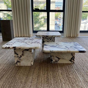 طاولة قهوة فخمة إيطالية من Calacatta Viola, طاولة قهوة فخمة من الرخام وطاولة أريكة - Product Image 3