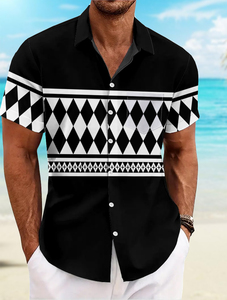 Chemise boutonnée à manches courtes ODM noir et blanc à carreaux pour <span class=keywords><strong>homme</strong></span>, motif vichy intemporel pour le bureau ou le week-end - Product Image 2