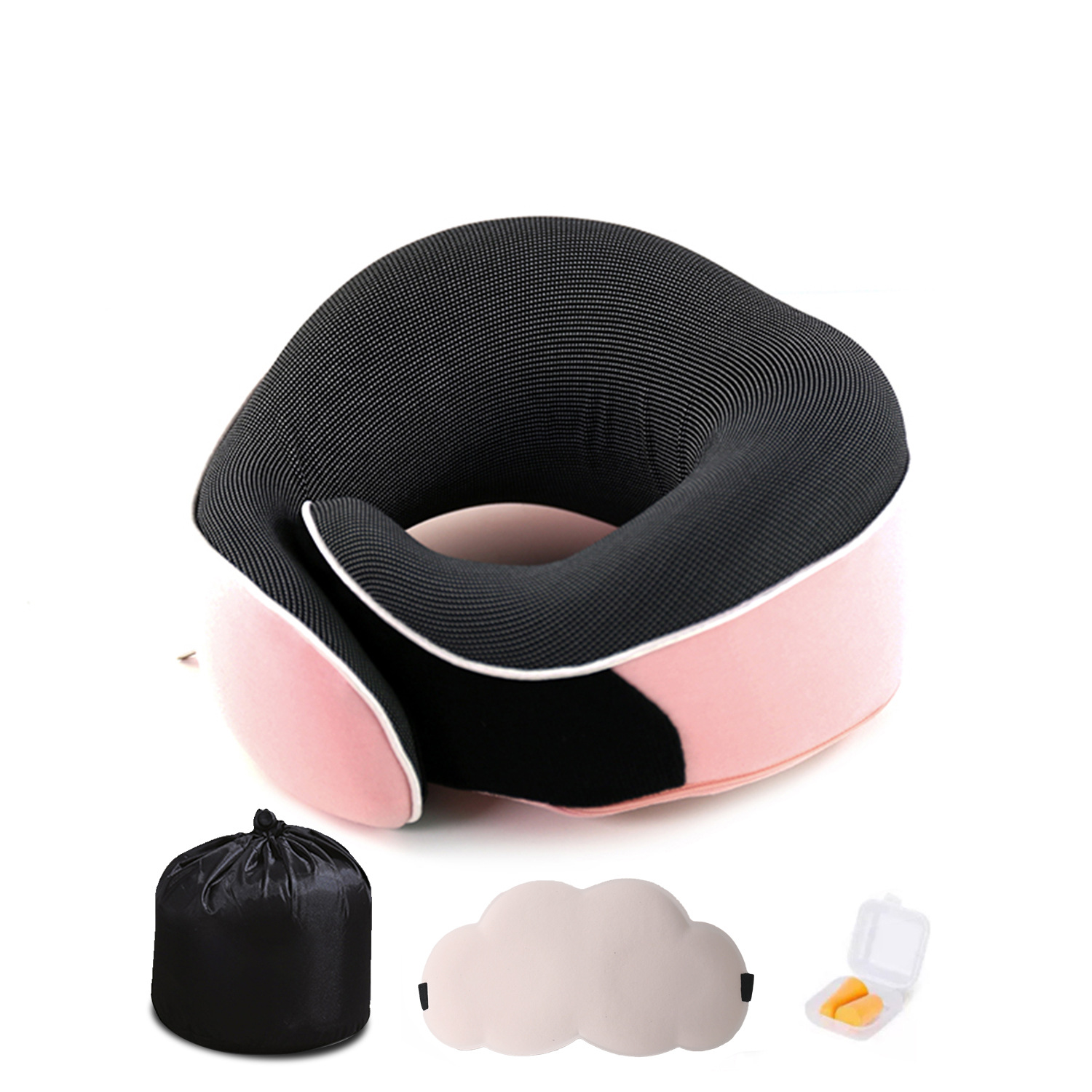 Ensemble masque pour les yeux et bouchons d'oreilles roses