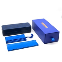 Étui résistant à l'eau pour lunettes de soleil, 2021, accessoire de luxe, couleur bleue, boîte cadeau, tissu de nettoyage, avec sac