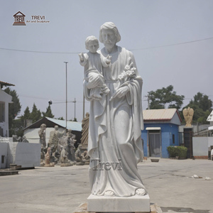 Statua di <span class=keywords><strong>San</strong></span> Giuseppe con Gesù Bambino in Marmo Bianco Scolpito a Mano TREVI per Decorazione di Chiese e Giardini - Product Image 3