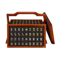 Jeu de tuiles de Mahjong en bois noir africain (144 pièces) – Sculptures multi-tailles avec emballage