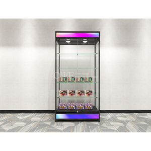 Khói cửa hàng kính hiển thị trường hợp tủ với ánh sáng đầy màu sắc cửa hàng tạp hóa hiển thị truy cập khung nhôm bán lẻ hiển thị trường hợp - Product Image 3
