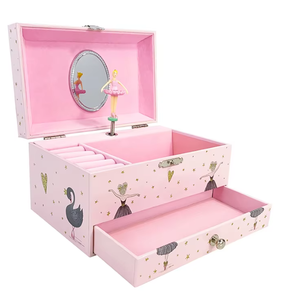 Boîte à musique en bois personnalisée Yiyu avec manivelle, <span class=keywords><strong>ballerine</strong></span> rotative, son de 60 secondes, écologique, luxe rose, Saint-Valentin - Product Image 1