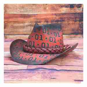Nouveau Chapeau de Cowboy Rétro d'Été, Chapeau de Cowboy Western Rouge Chevalier, Chapeau de Paille à Motif Peint par Pulvérisation pour Fête en Plein Air - Product Image 2