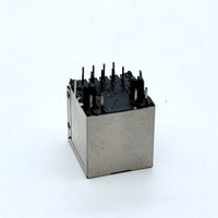 Connecteur RJ45 droit Soulin 180 degrés 8P8C à port unique avec contact en laiton et LED bicolore vert ambre pour montage sur circuit imprimé