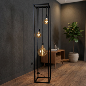 Lámpara de Pie Moderna y Contemporánea LED con Poste de Hierro y Pantalla de Tela Marrón, E27, Altura Ajustable, 2700K, Luz Blanca Cálida Suave, CRI 90, 25000 Horas de Duración - Product Image 2