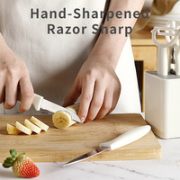 Ensemble de 5 ustensiles de cuisine manuels, gadgets pour la maison, couteau à fruits, éplucheur, ciseaux, support, durable, passe au lave-vaisselle, PP, acier inoxydable