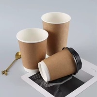 Custom Logo Disposable Double Wall Food Grade Coffee PLA Paper Cup Waterproof Tableware 4oz/8oz/10oz/12oz/14oz/16oz Hot Drink