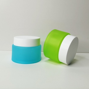 Pot cosmétique en plastique PP personnalisé, vide, vert, à double paroi, rond, mat, givré, pour crème visage, avec couvercle, 25g, 50g, 100g - Product Image 1