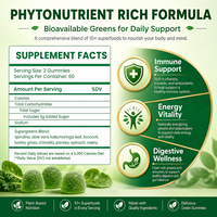 SYC BIO Gummies Super Greens Naturels Mélange de Verts Quotidiens Harmonie Digestive Complément Alimentaire Quotidien 120 Comprimés Sac de 600g Durée de Conservation 24 Mois