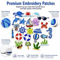 Lot de patchs brodés thermocollants et à coudre sur le thème nautique : Dauphin, Tortue, Phare, Voilier pour l'été et la plage