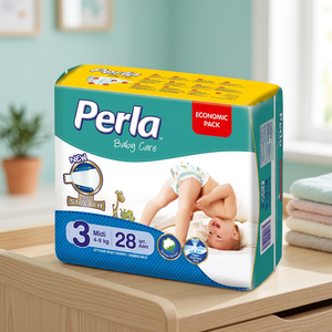 ผ้าอ้อมสำเร็จรูป PERLA เบอร์ 3 ขนาดกลาง 4 ชั้น ผ้าไม่ถักทอ พิมพ์ลาย 22-32 ปอนด์ ป้องกันการรั่วซึม ผิวสัมผัสแห้ง - Product Image 1