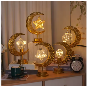 Lampe de table sphérique moderne en fer LED avec batterie amovible, lumière blanche chaude, décoration pour le Ramadan et l'Aïd - Product Image 4