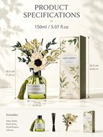 Diffuseur de parfum d'ambiance de luxe OEM avec fleurs séchées, écologique et à combustion longue durée