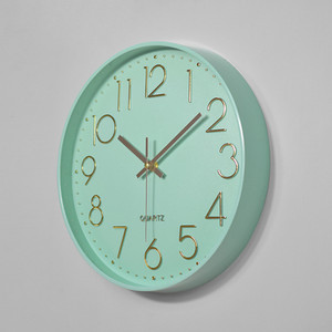 <span class=keywords><strong>Reloj</strong></span> de pared nórdico minimalista con borde grueso, cronógrafo 3D de pared verde menta de 12 pulgadas, decoración del hogar para habitación juvenil - Product Image 4