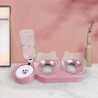 Mangeoire pour chats 3 en 1 Distributeur automatique d'eau Double bol pour petits chiens chats Conteneur de nourriture pour animaux de compagnie Accessoires pour chats