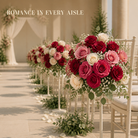 Grand bouquet de 7 roses artificielles semi-manuelles en PE/Polyester, couleur rouge Phénix, pour décoration intérieure, salon, auditorium, en pot