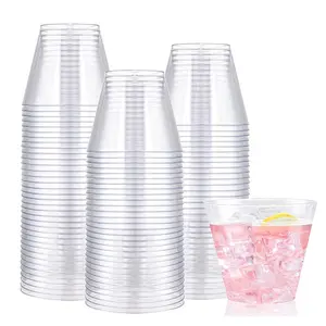 Clear Plastic Cups 9 OZ Heavy Duty Disposable Plastic Cups For Cocktail And Drinking For Wedding Halloween Christmas Party