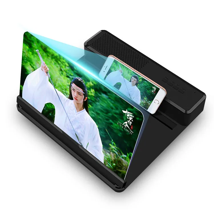Wireless Speaker Mobile Phone Cell Phone Screen Magnifier 3D HD Video Amplifier Enlarged Expander Mirror Stand Holder 12 Inch