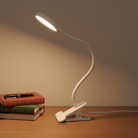 Lampe de lecture LED portable USB à pince flexible pour hôtel, chevet, bureau, avec variateur d'intensité, design minimaliste en métal