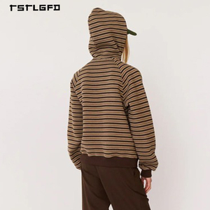 Sudadera con capucha de invierno personalizada para hombre, con cremallera completa, bordado y puños acanalados en tonos tierra - Product Image 3