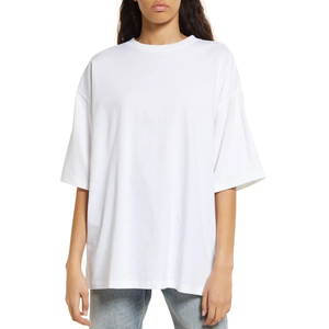 <span class=keywords><strong>T</strong></span>-<span class=keywords><strong>shirt</strong></span> graphique personnalisé vierge surdimensionné de haute qualité <span class=keywords><strong>T</strong></span>-<span class=keywords><strong>shirt</strong></span> de luxe en <span class=keywords><strong>coton</strong></span> épais à épaules tombantes pour femmes - Product Image 5